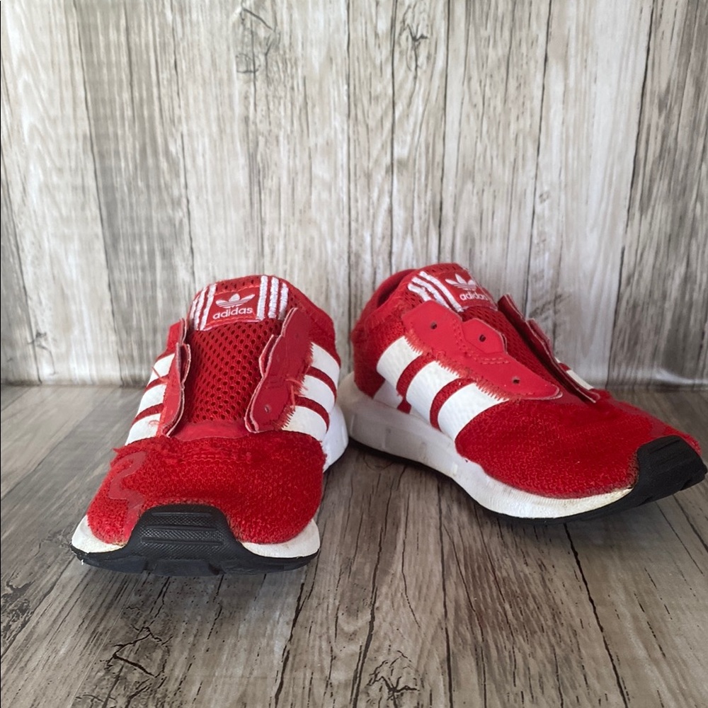 Adidas Kids Red and White Striped Sneakers 10K